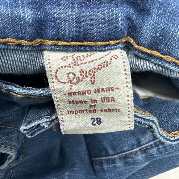 Vintage True Religion Women's Medium Wash Jeans Sz 28 Yellow Button Made in USA - Picture 4 of 5